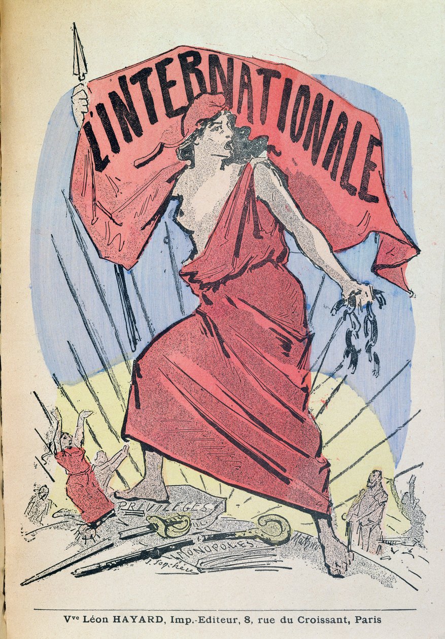 गीत के लिए स्कोर LInternationale, c.1900 (रंग उत्कीर्णन) द्वारा फ्रेंच स्कूल