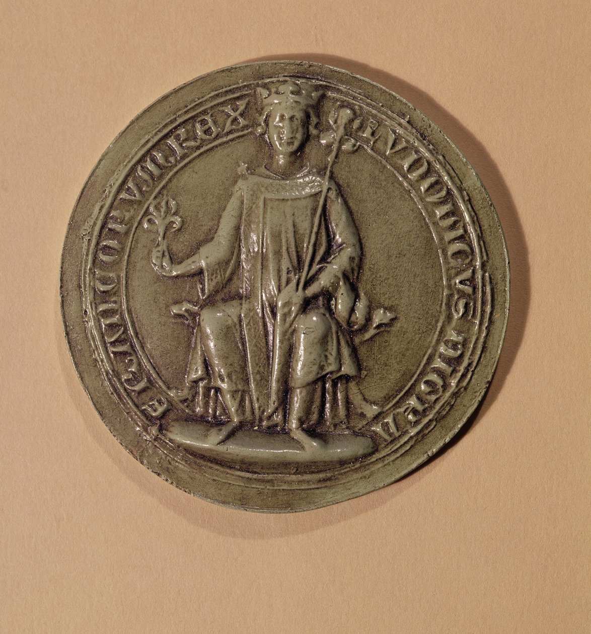 लुइस IX की सील (1214-70) एक राजदंड और एक फ्लीट डे लिस, c.1252 पकड़े द्वारा फ्रेंच स्कूल