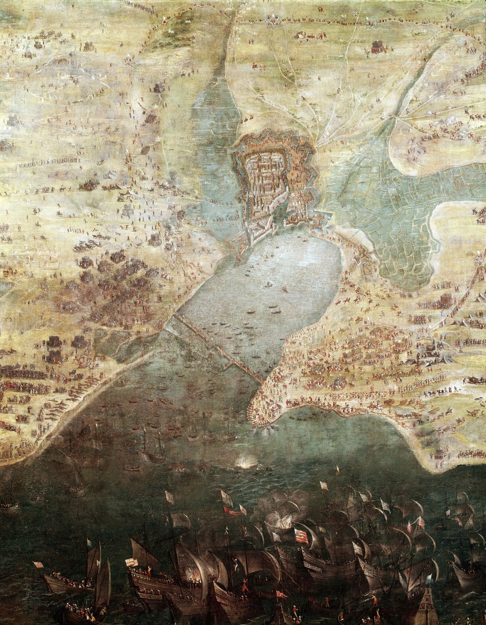 1627 में ला रोशेल शहर की घेराबंदी, विस्तार (पेंटिंग, c.1640) द्वारा फ्रेंच स्कूल