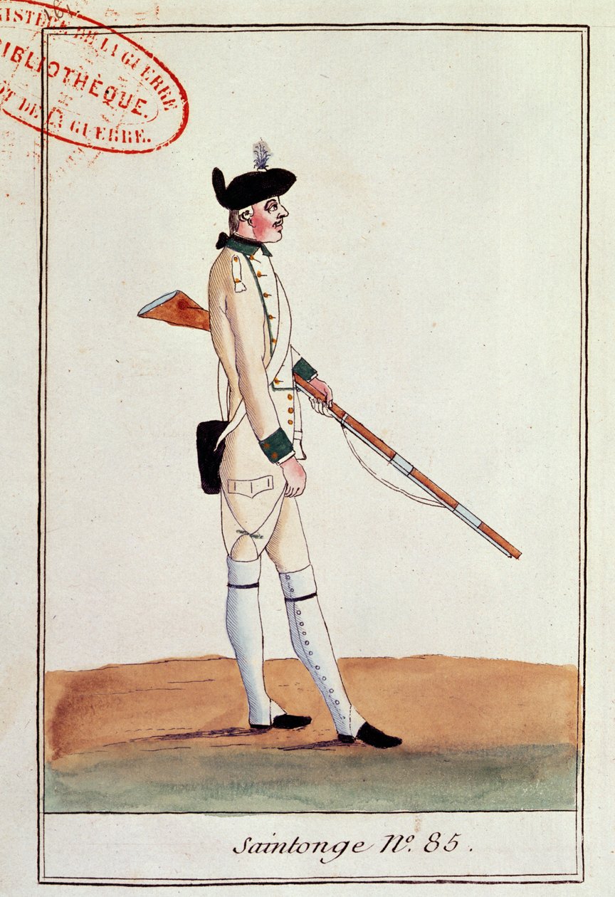 85 वीं रेजिमेंट डी सेंटेंज का सैनिक, c.1780 द्वारा फ्रेंच स्कूल