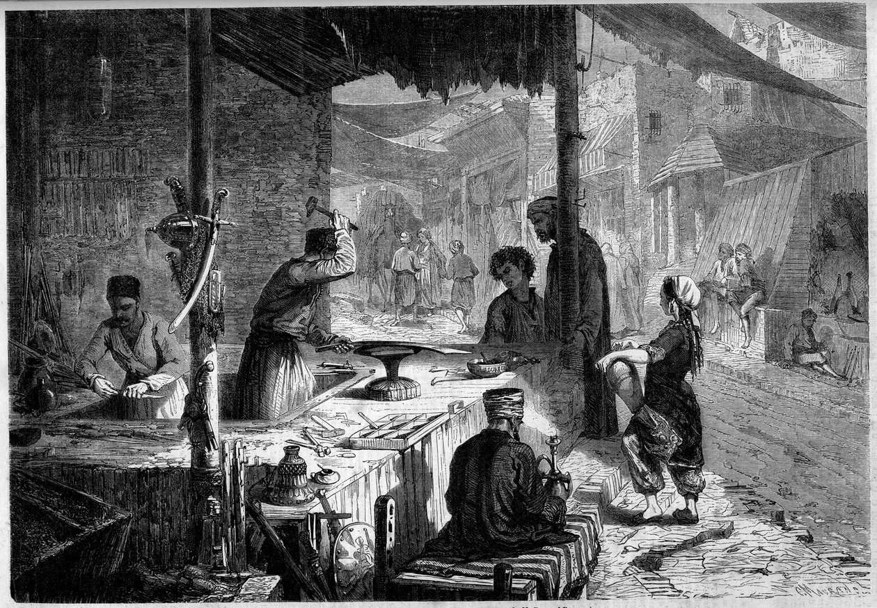 स्ट्रीट मेटियर: तुर्की के ट्रेबिजोंडे की गलियों में एक दमिश्क बंदूकधारी द्वारा फ्रेंच स्कूल