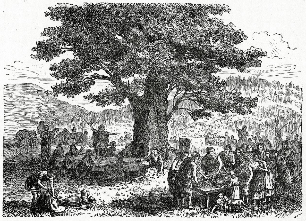Teutons एक छुट्टी का आनंद ले रहे हैं, c.1882 (लकड़ी की नक्काशी) द्वारा फ्रेंच स्कूल