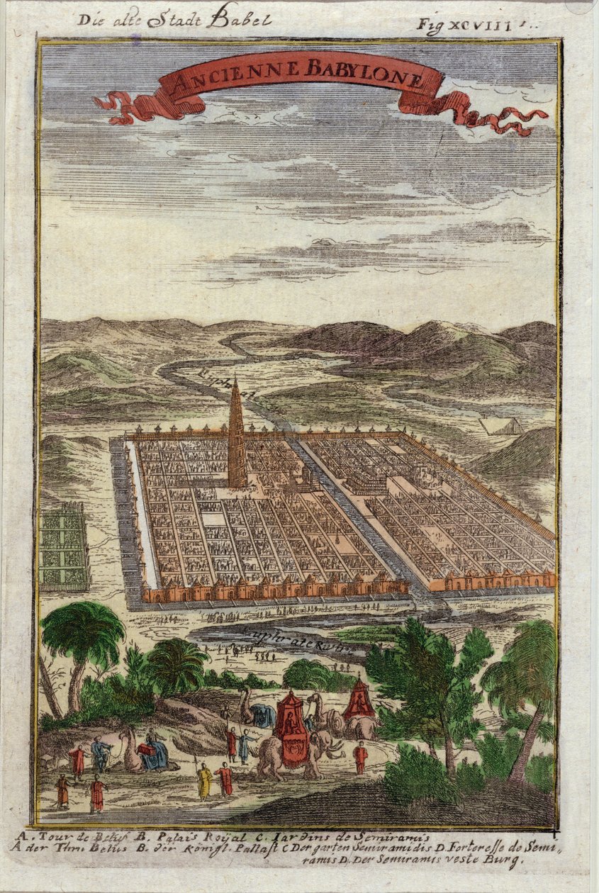 एबेल मैनसन मैलेट (1630-1706) द्वारा प्रकाशित पेरिस, 1683 द्वारा बबेल का प्राचीन शहर, वर्णन डी लुएनवर्स से द्वारा फ्रेंच स्कूल