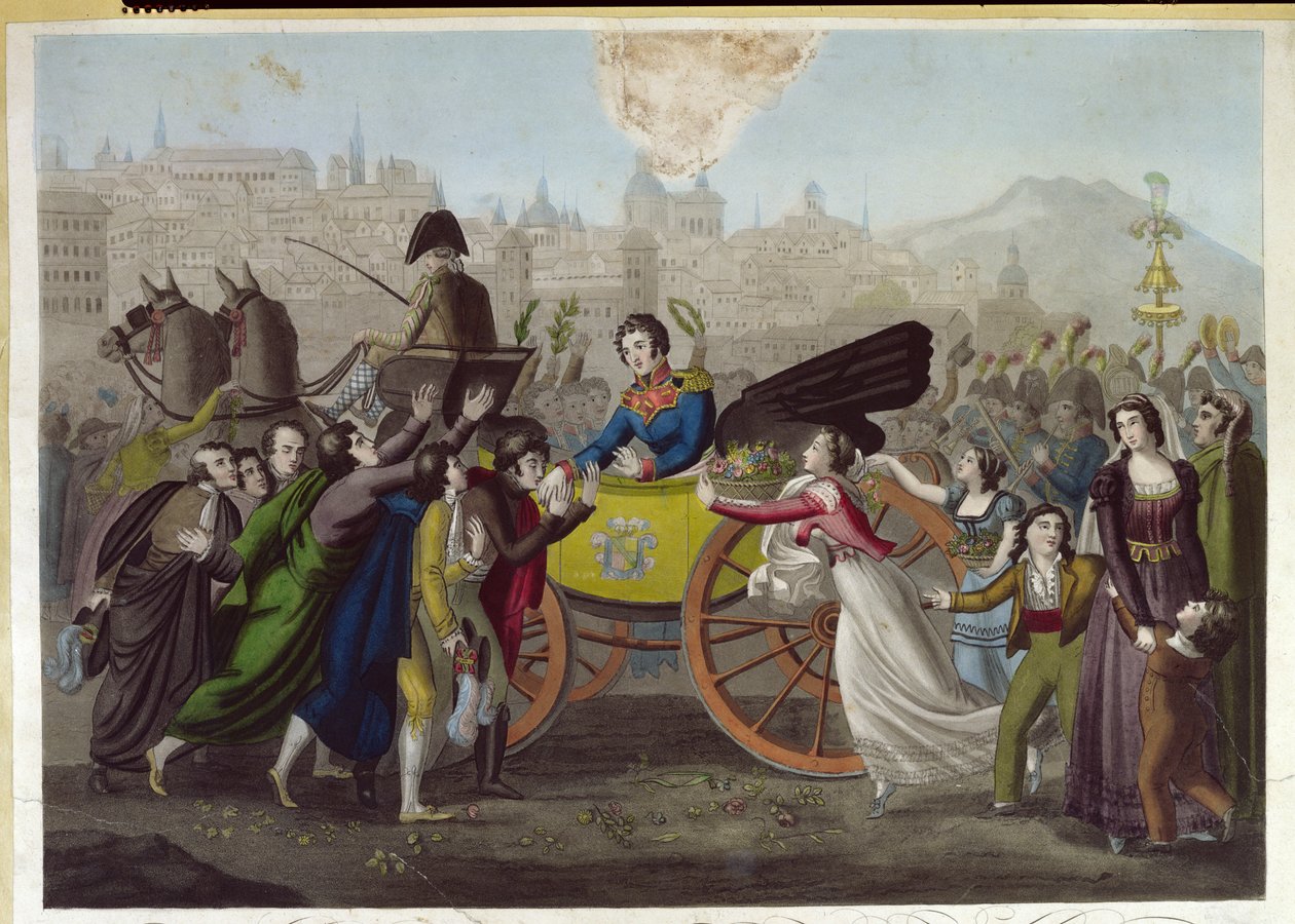 24 जून 1820 को मैड्रिड में जनरल जुआन फेसुंडो कुइरोगा (1790-1835) का आगमन द्वारा फ्रेंच स्कूल