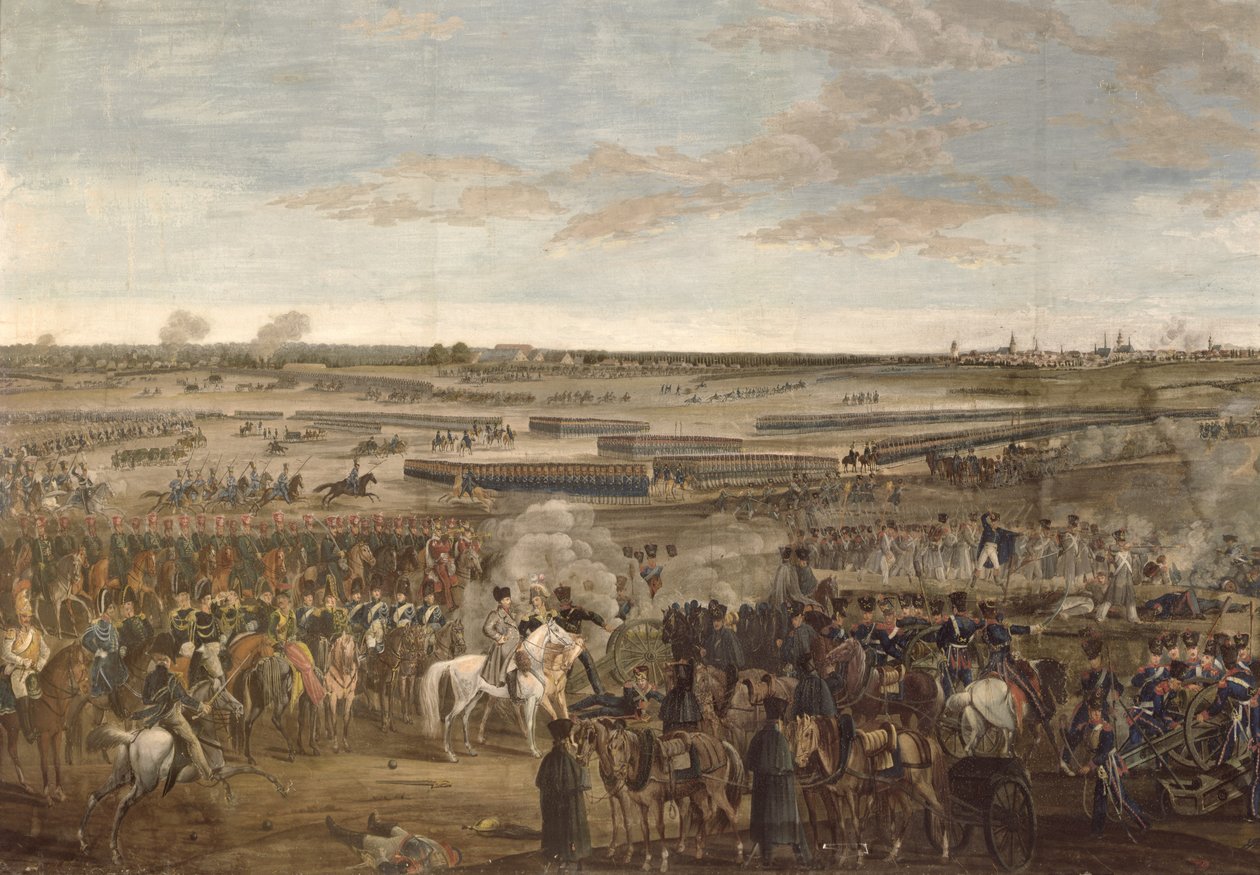 लीपज़िग की लड़ाई, अग्रभूमि में नेपोलियन का विस्तार, 18 वीं Ocober 1813 (203343 देखें) द्वारा फ्रेंच स्कूल