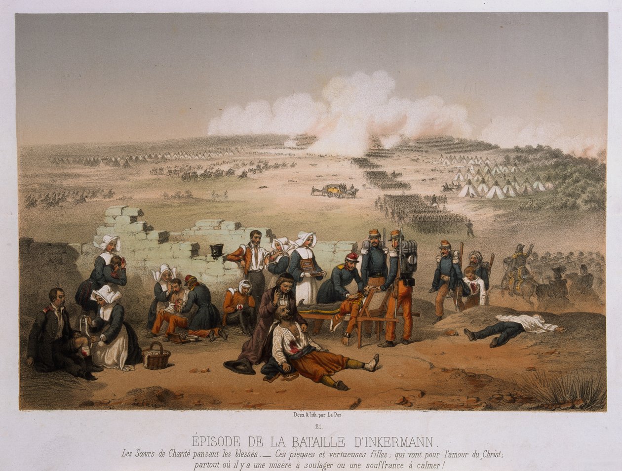 5 नवंबर, 1854 को क्रीमिया के युद्ध से इंकमैन की बैटल, लेमरसीर एट सी, पेरिस, 1856 द्वारा प्रकाशित द्वारा फ्रेंच स्कूल