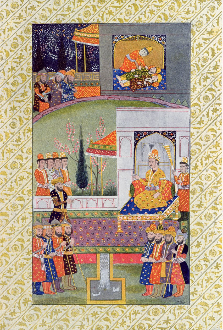 न्याय का बिस्तर, अरब नाइट्स का चित्रण, 1895 (रंग उत्कीर्णन) द्वारा फ्रेंच स्कूल