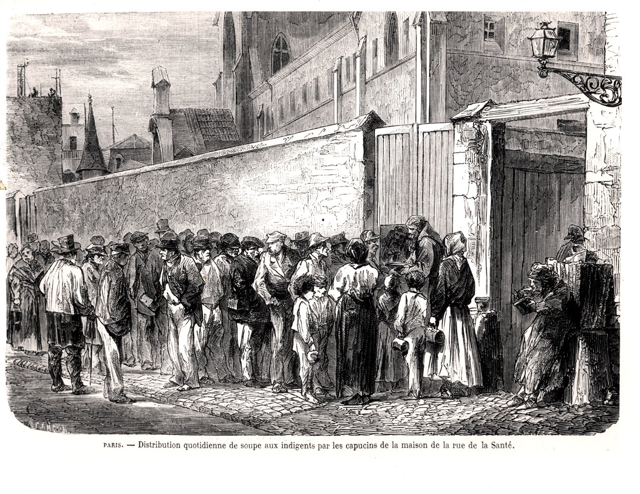 ले मोंडे इलस्ट्रे, 1860 से र्यू डे ला संटे के द कैपचिन द डेली सूप टू द पुअर द्वारा फ्रेंच स्कूल