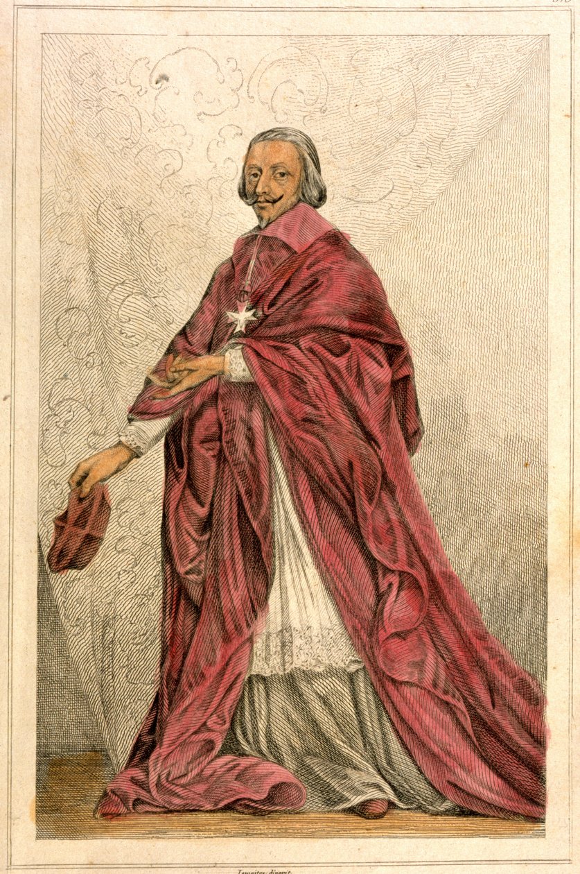 द कार्डिनल ऑफ़ रिशेल्यू (1585-1642) - 19वीं शताब्दी का उत्कीर्णन। द्वारा फ्रेंच स्कूल