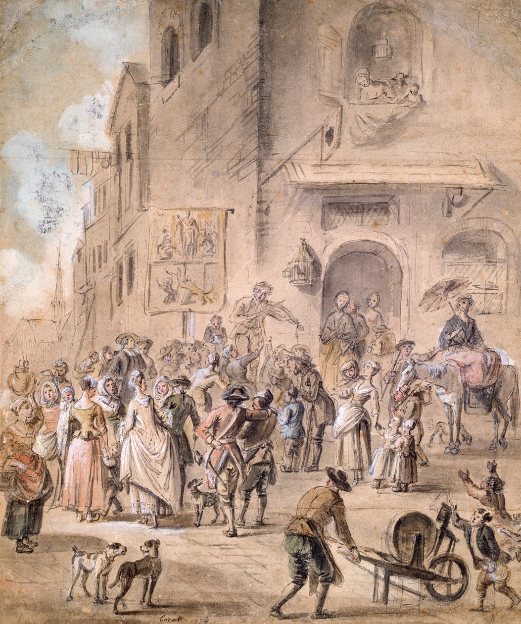 चार्लटन, 1774 (कागज पर कलम और स्याही और wc) द्वारा फ्रेंच स्कूल
