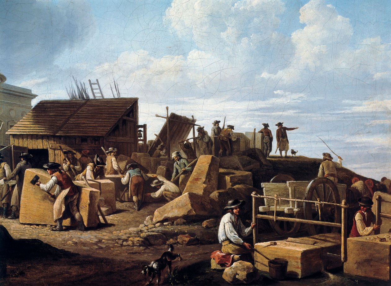 1786 में होटल डी साल्म, पेरिस (विस्तार) का निर्माण (कैनवास पर तेल) द्वारा फ्रेंच स्कूल
