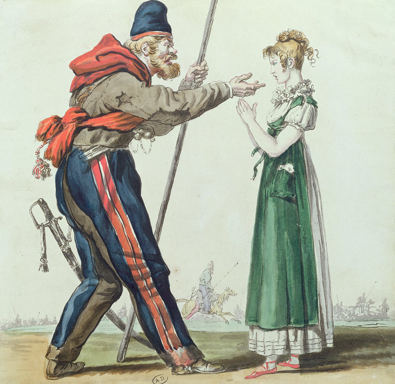 पेरिस में Cossack, c.1815 (कागज पर कलम और स्याही और wc) द्वारा फ्रेंच स्कूल