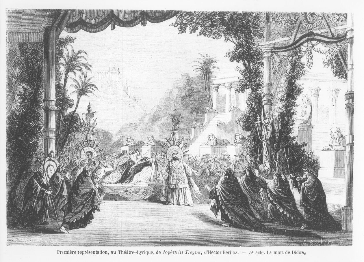 द डेथो की मृत्यु, द इकोनॉमीज ऑफ़ द ट्रोजन्स द्वारा हेक्टर बर्लियोज़ (1803-69) ने थिएटर द लिरिक, पेरिस, द इलस्ट्रेटेड वर्ल्ड, 14 नवंबर 1863 द्वारा फ्रेंच स्कूल