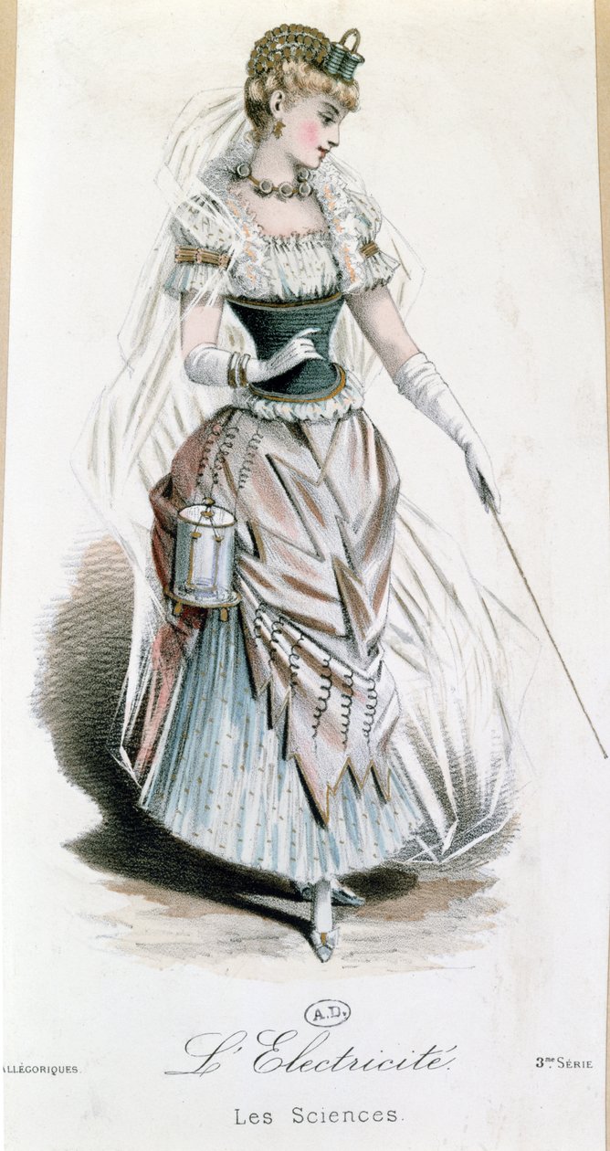 बिजली परी, बैटरी के साथ फैंसी ड्रेस बॉल के लिए पोशाक, c.1885 द्वारा फ्रेंच स्कूल