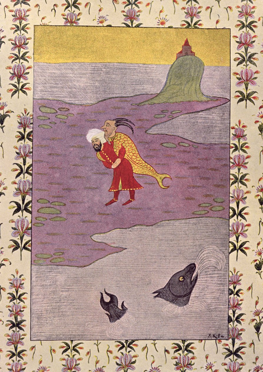 सिनबैड की चौथी यात्रा, द सिनबार्ड द सेलर के लिए दृष्टांत, द अरेबियन नाइट्स, 1895 (रंग चक्र) से द्वारा फ्रेंच स्कूल
