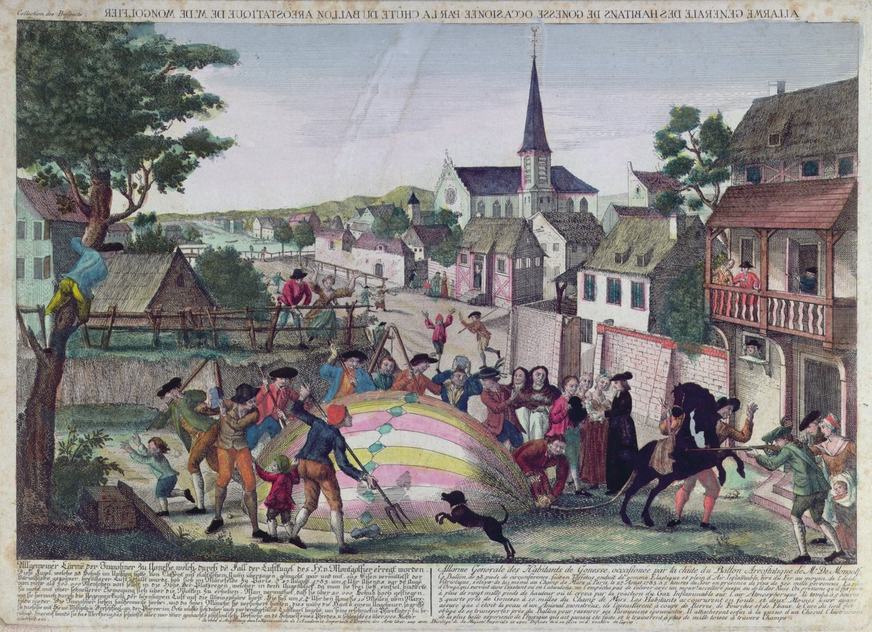 27 अगस्त, 1783 को एक बैलून के वंशज के कारण गोनेसी के इनहैबिटेंट्स का जनरल अलार्म द्वारा फ्रेंच स्कूल