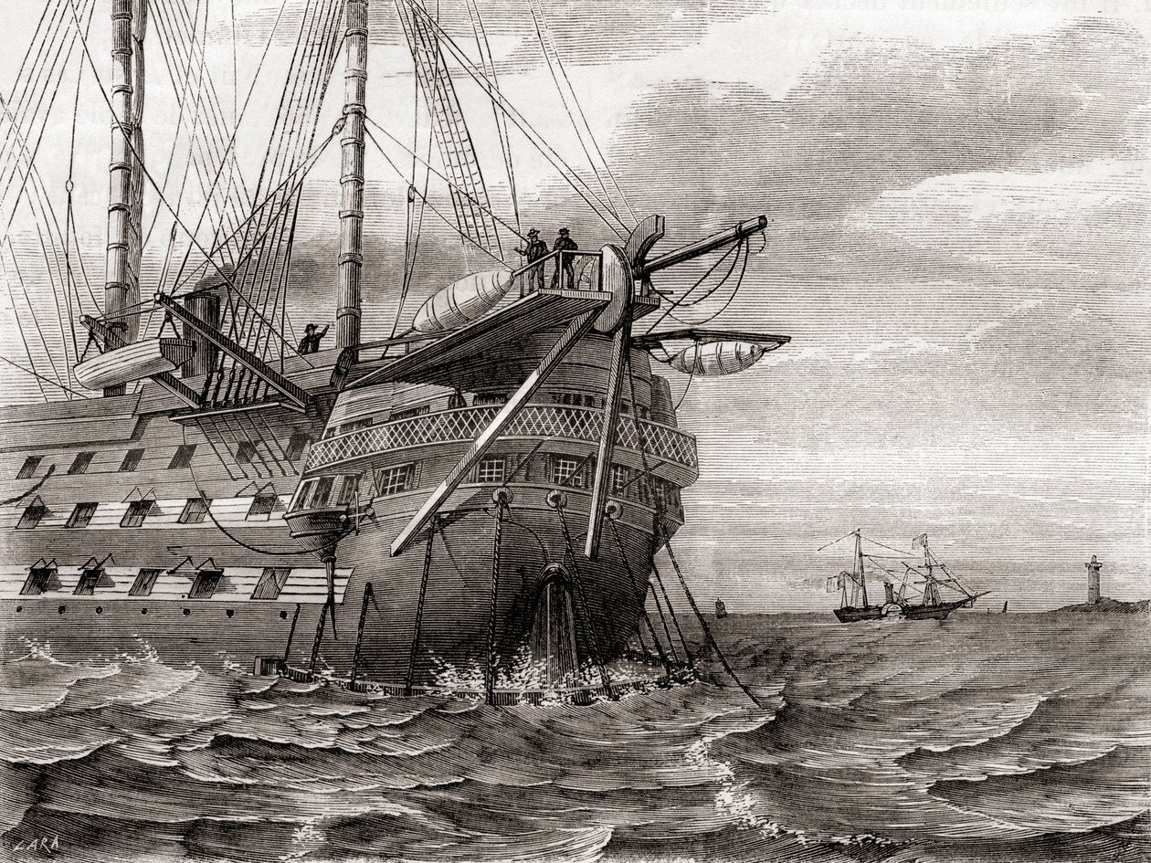 HMS Agamemnon ट्रान्साटलांटिक टेलीग्राफ केबल बिछा रहा है, 2 अगस्त द्वारा फ्रेंच स्कूल
