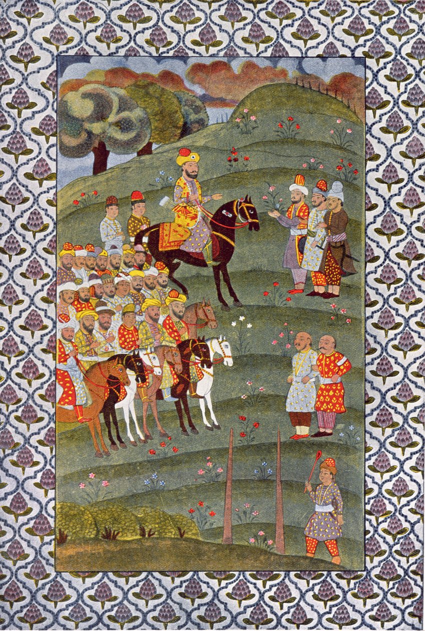 एक घोड़े पर खलीफाट, द अरेबियन नाइट्स का चित्रण, 1895 (रंग उत्कीर्णन) द्वारा फ्रेंच स्कूल