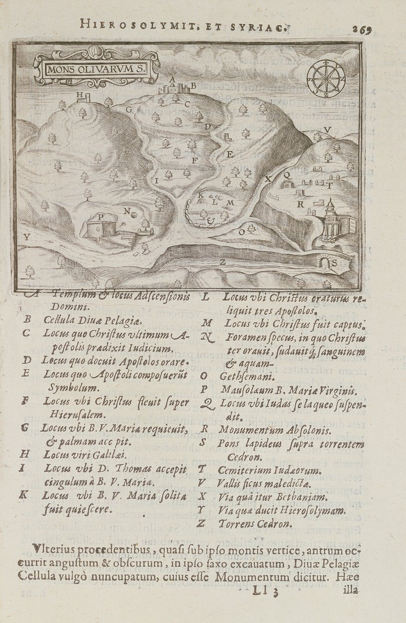 जैतून के पहाड़, जे Cotovico, 1619 द्वारा यरूशलेम से यरूशलेम यात्रा द्वारा फ्रेंच स्कूल