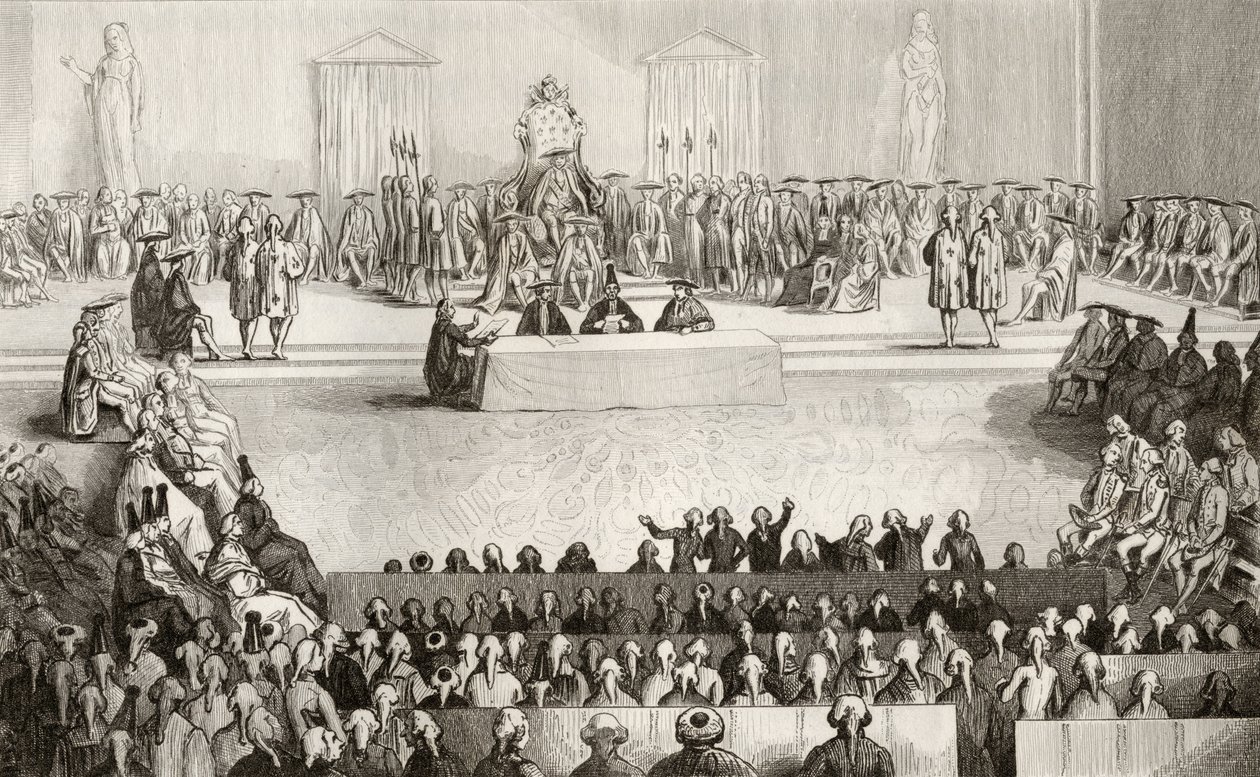 Colart द्वारा &39;हिस्टोइरे डी फ्रांस&39; से लुई XVI (1754-93) के शासनकाल के दौरान नेशनल असेंबली, प्रकाशित c.1840 द्वारा फ्रेंच स्कूल