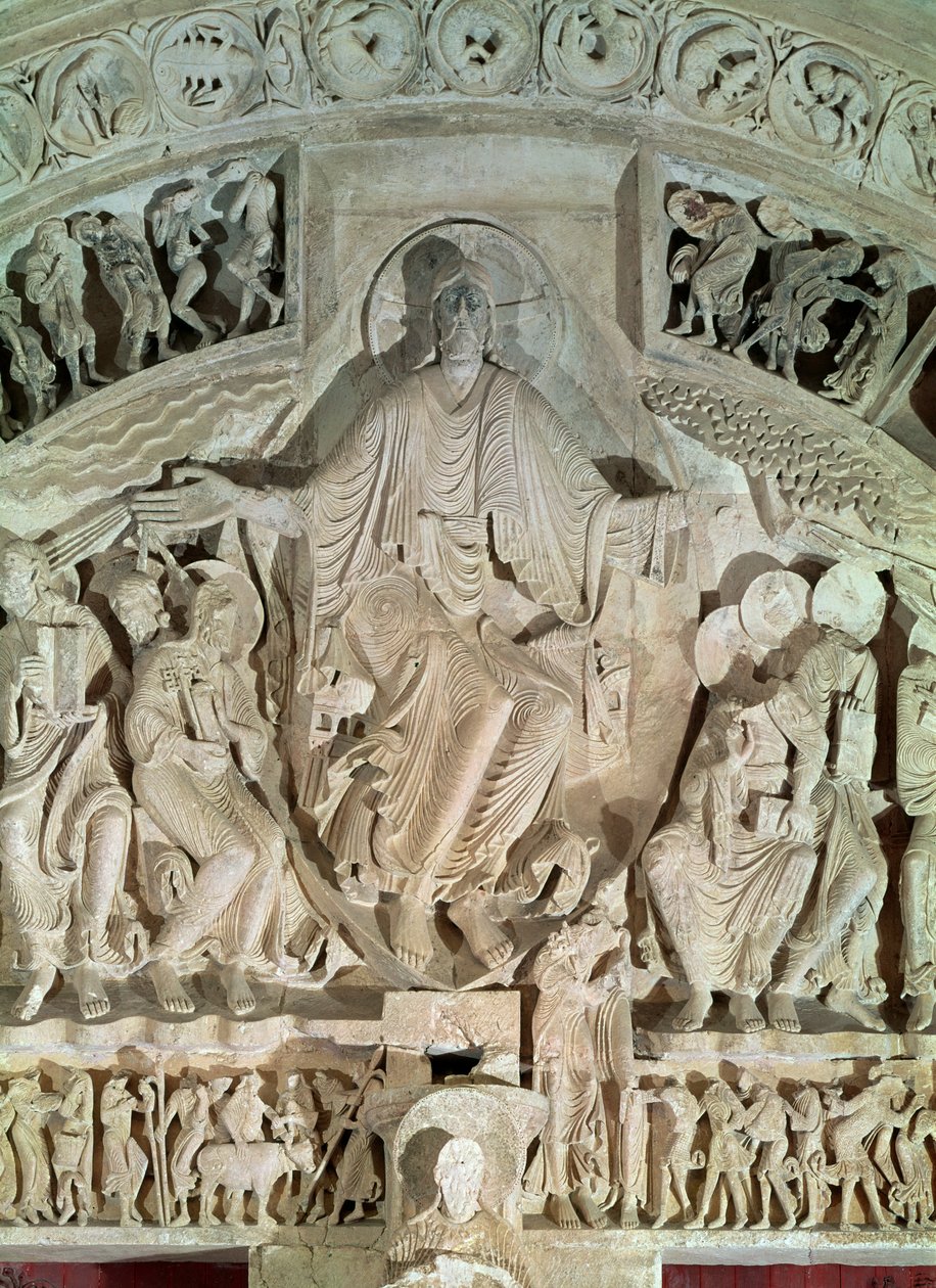 सेंट्रल पोर्टल के tympanum से Pentecost, c.1120 द्वारा फ्रेंच स्कूल
