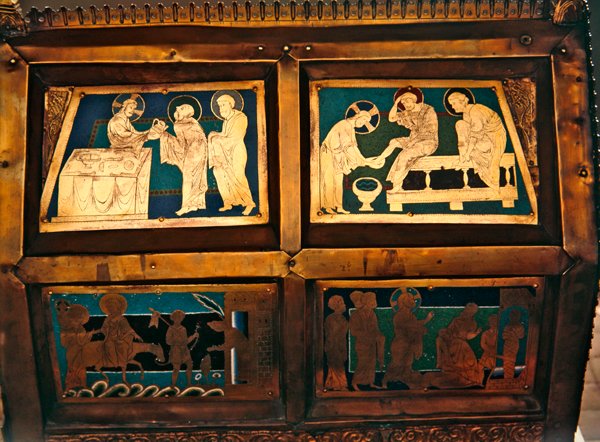 लाजर की स्थापना, सेंट मार्क के चेस का विवरण, c.1210-30 (तामचीनी) द्वारा फ्रेंच स्कूल