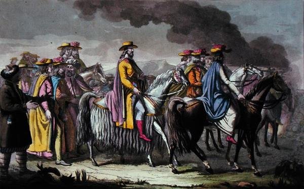 तिब्बत के रीजेंट और उसके अनुयायी (कागज पर पानी के रंग का) द्वारा फ्रेंच स्कूल