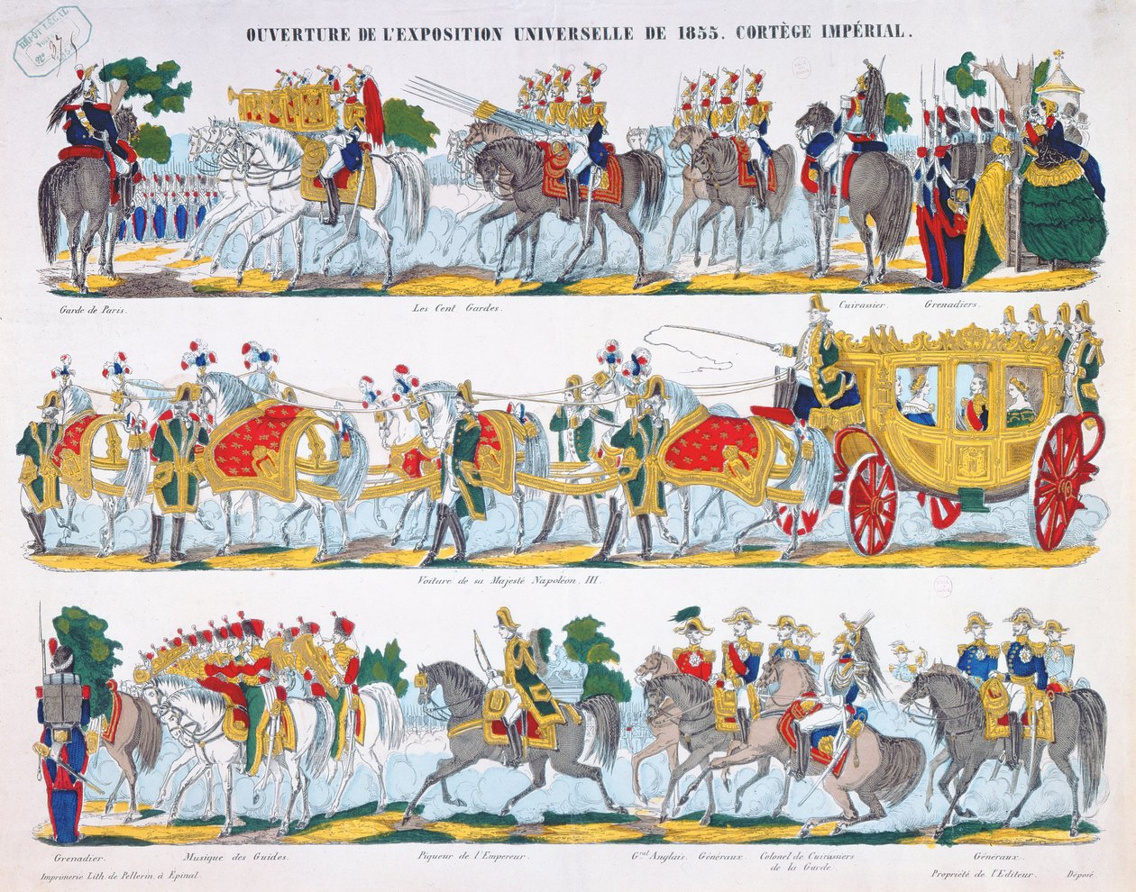 1855 में द एक्सपोज यूनिवर्स के उद्घाटन में रॉयल कॉर्टेज द्वारा फ्रेंच स्कूल