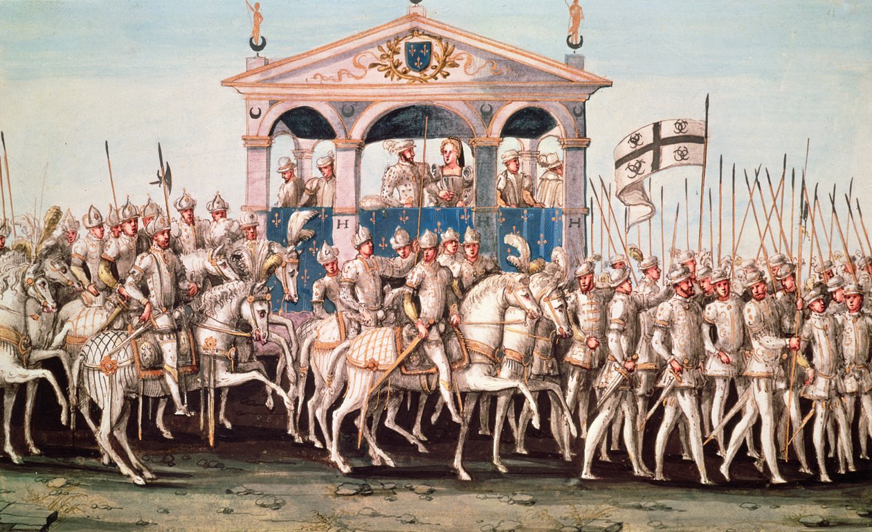 रॉयल एंट्री फेस्टिवल ऑफ हेनरी II (1519-59) रूएन में, 1 अक्टूबर 1550 द्वारा फ्रेंच स्कूल