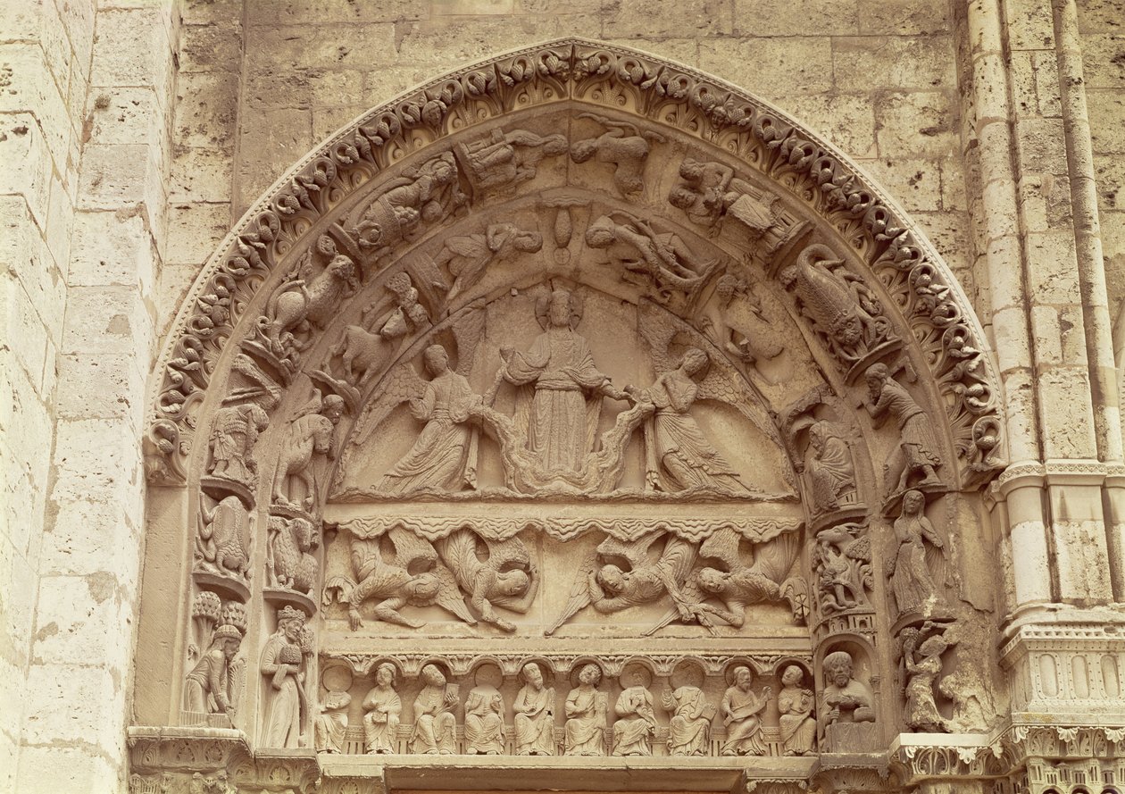 रॉयल पोर्टल, नॉर्थ डोर, एसेन्शन को दर्शाने वाले टायम्पेनम, c.1145-50 द्वारा फ्रेंच स्कूल