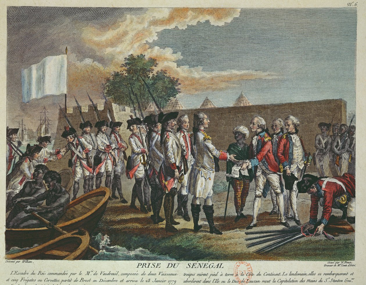 1779 में अमेरिकी स्वतंत्रता संग्राम के दौरान 1779 में द सेनेगल ऑफ द फ्रेंच द्वारा फ्रेंच स्कूल