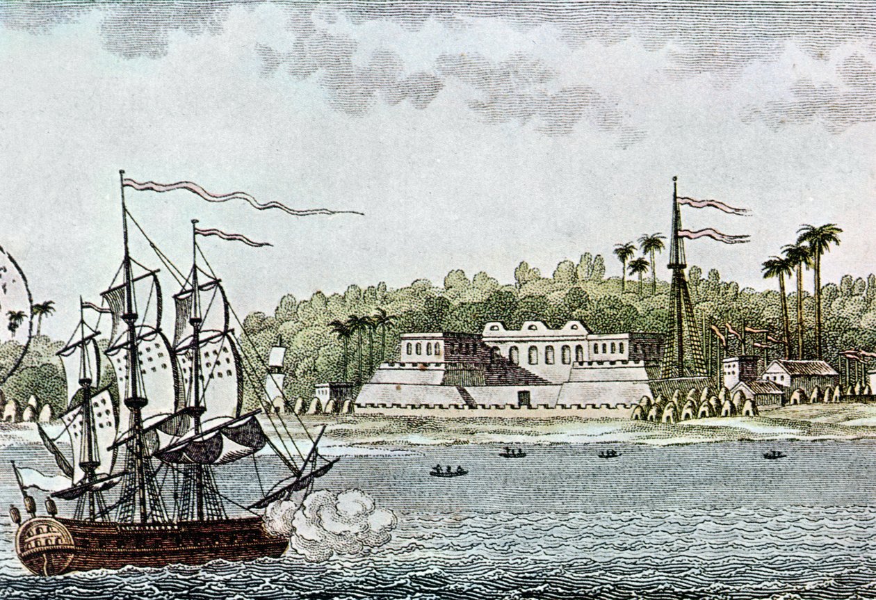 सेंट लुइस का शहर, सेनेगल, आर। जियोफ़रॉय द्वारा 1814 में लाएरकेक से द्वारा फ्रेंच स्कूल