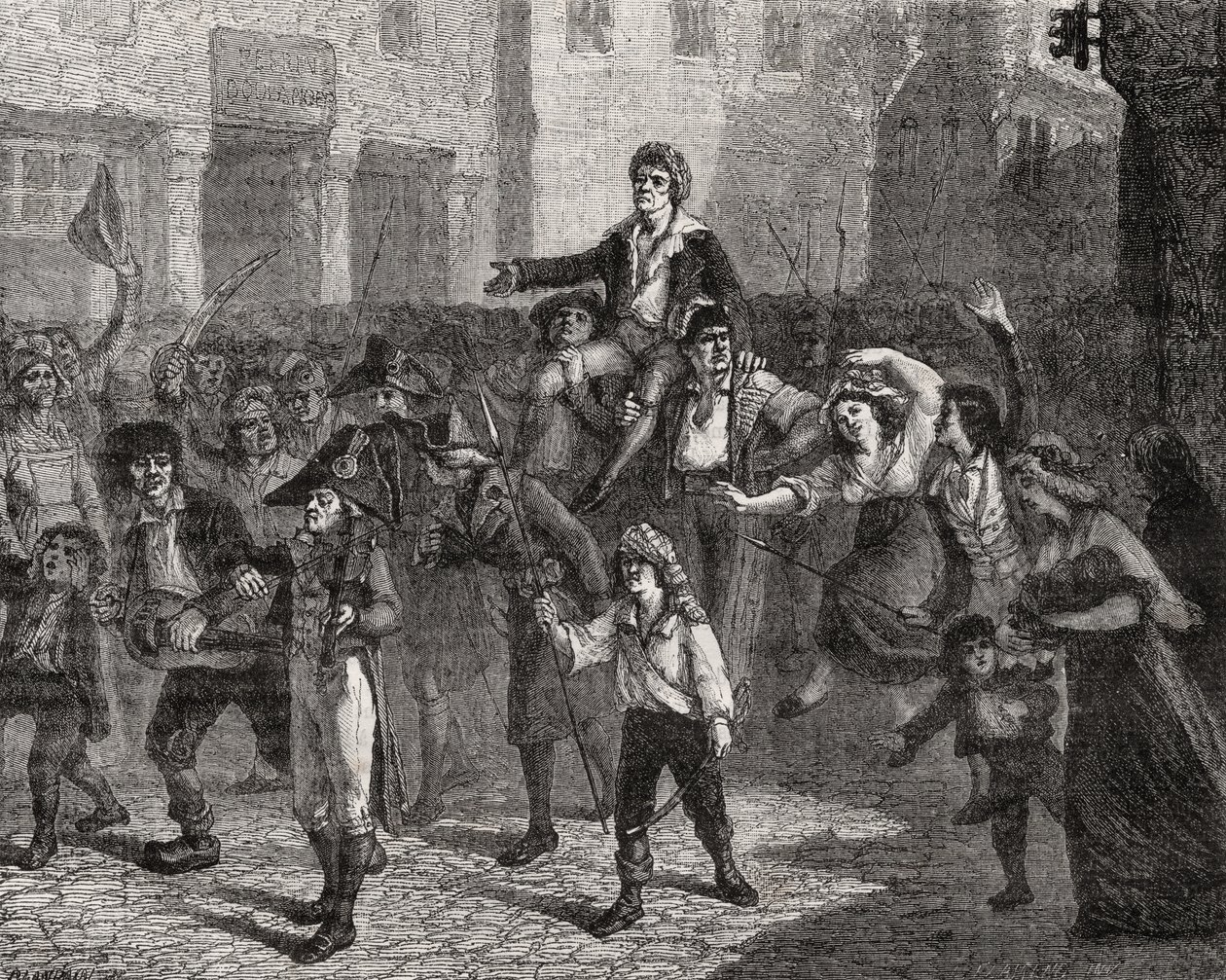 लुईस ब्लैंक (1811-82) द्वारा the फ्रांसीसी क्रांति का इतिहास ’से 24 अप्रैल 1793 को ट्रायंफ ऑफ मैराट द्वारा फ्रेंच स्कूल