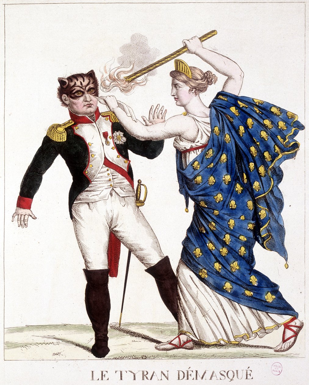 द अनमास्क्ड तानाशाह - "" नेपोलियन 1 में, कैरिकेचर, डमी कलेक्शन", c. 1814. द्वारा फ्रेंच स्कूल