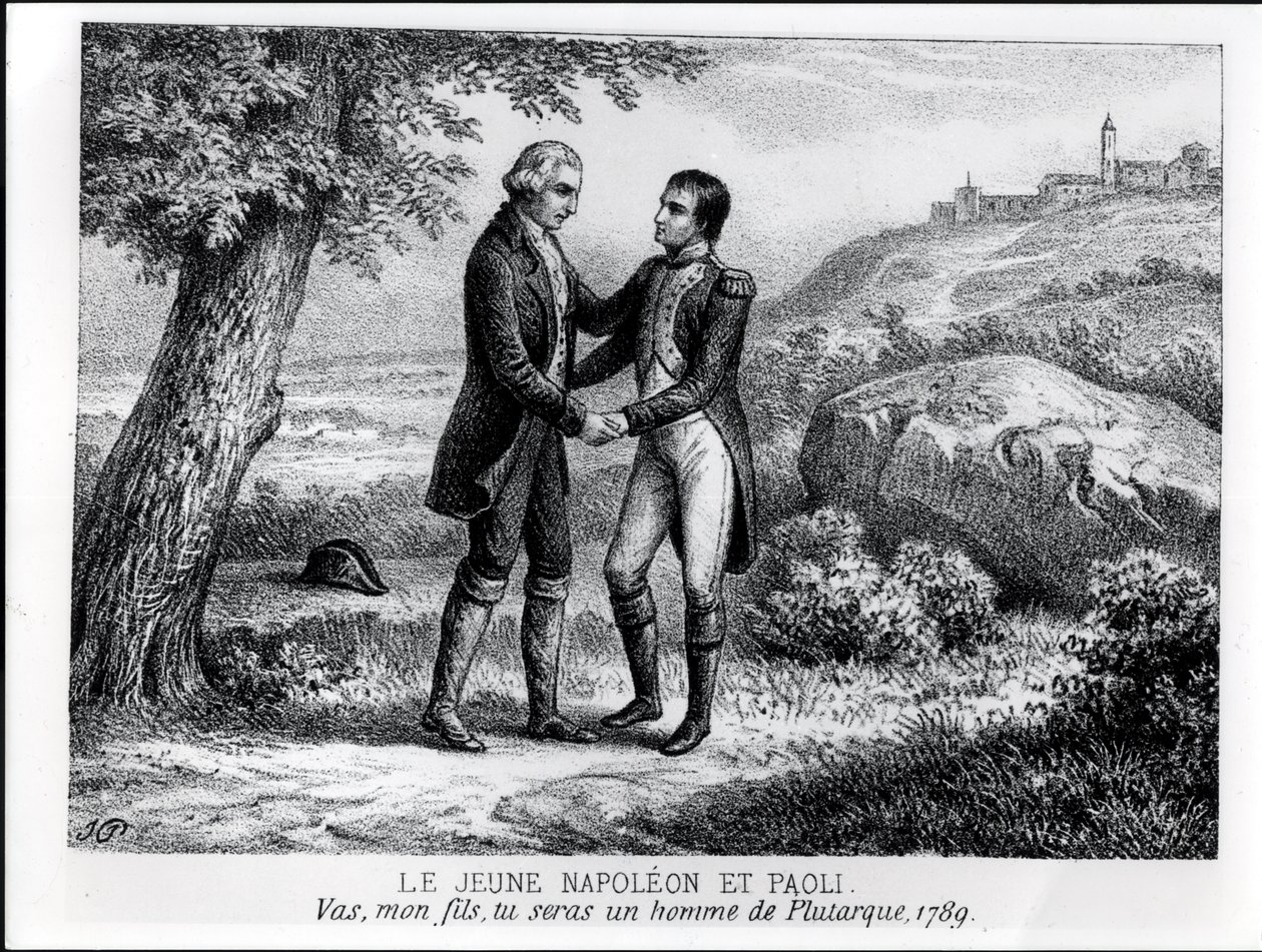 यंग नेपोलियन बोनापार्ट (1769-1821) ने 1789 में Pasquale Paoli (1725-1807) से मुलाकात की, JA Galetti, पेरिस, 1863 द्वारा कोर्सिका की एक पुस्तक द्वारा फ्रेंच स्कूल