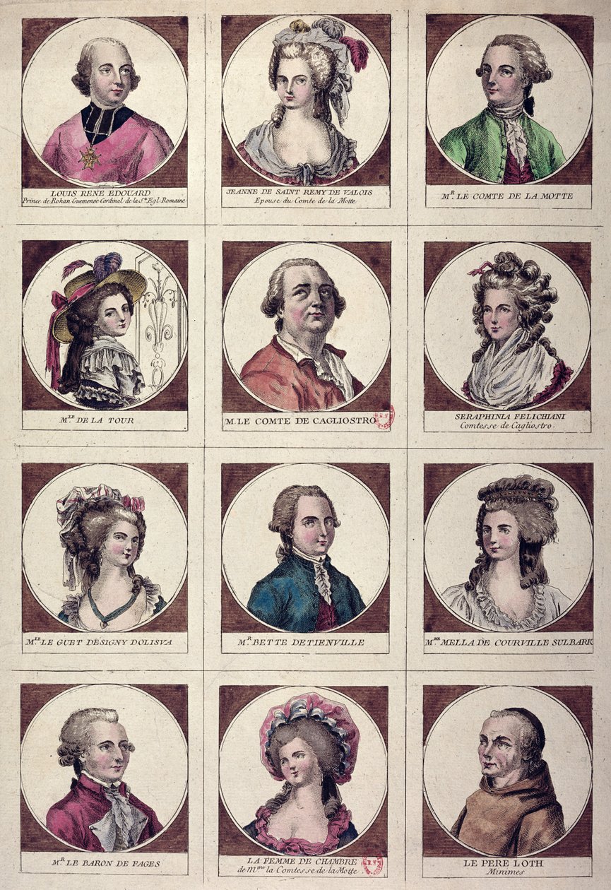 Collier de la Reine 17856 के चक्कर में शामिल मुख्य पात्र द्वारा फ्रेंच स्कूल