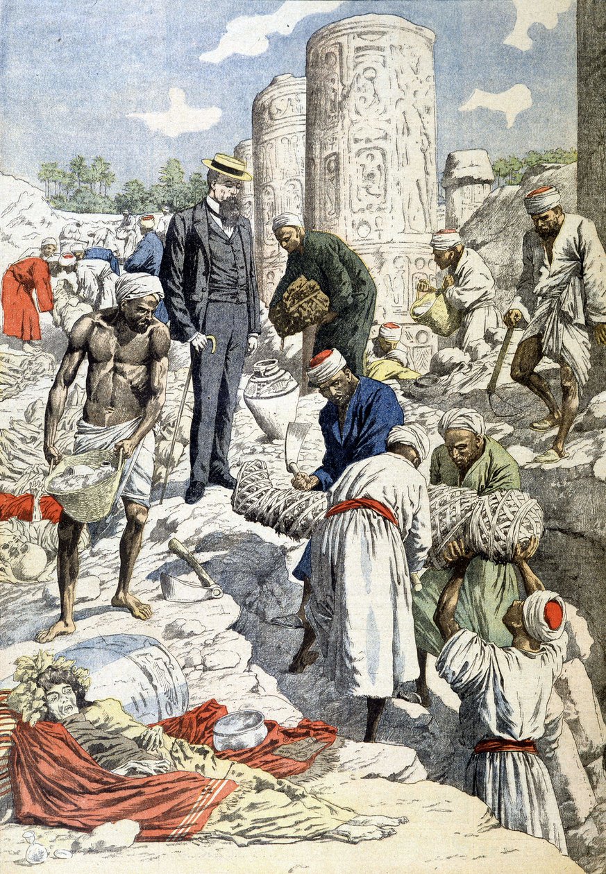 10/01/1904 (उत्कीर्णन) के "ले पेटिट जर्नल" में एंटिनो में श्री गायत की खुदाई द्वारा फ्रेंच स्कूल