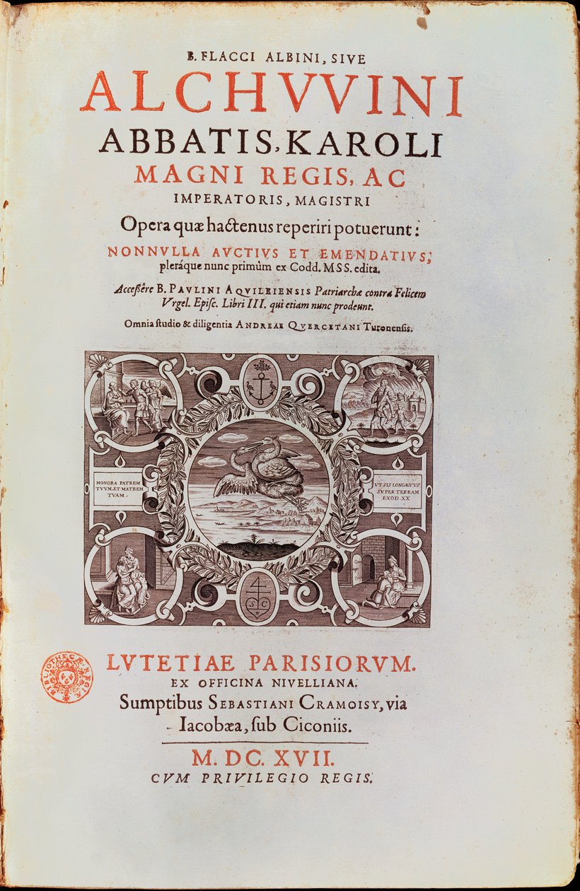 राजा चार्ल्स एबोट Alcuin द्वारा से शीर्षक पेज, 1617 में प्रकाशित द्वारा फ्रेंच स्कूल