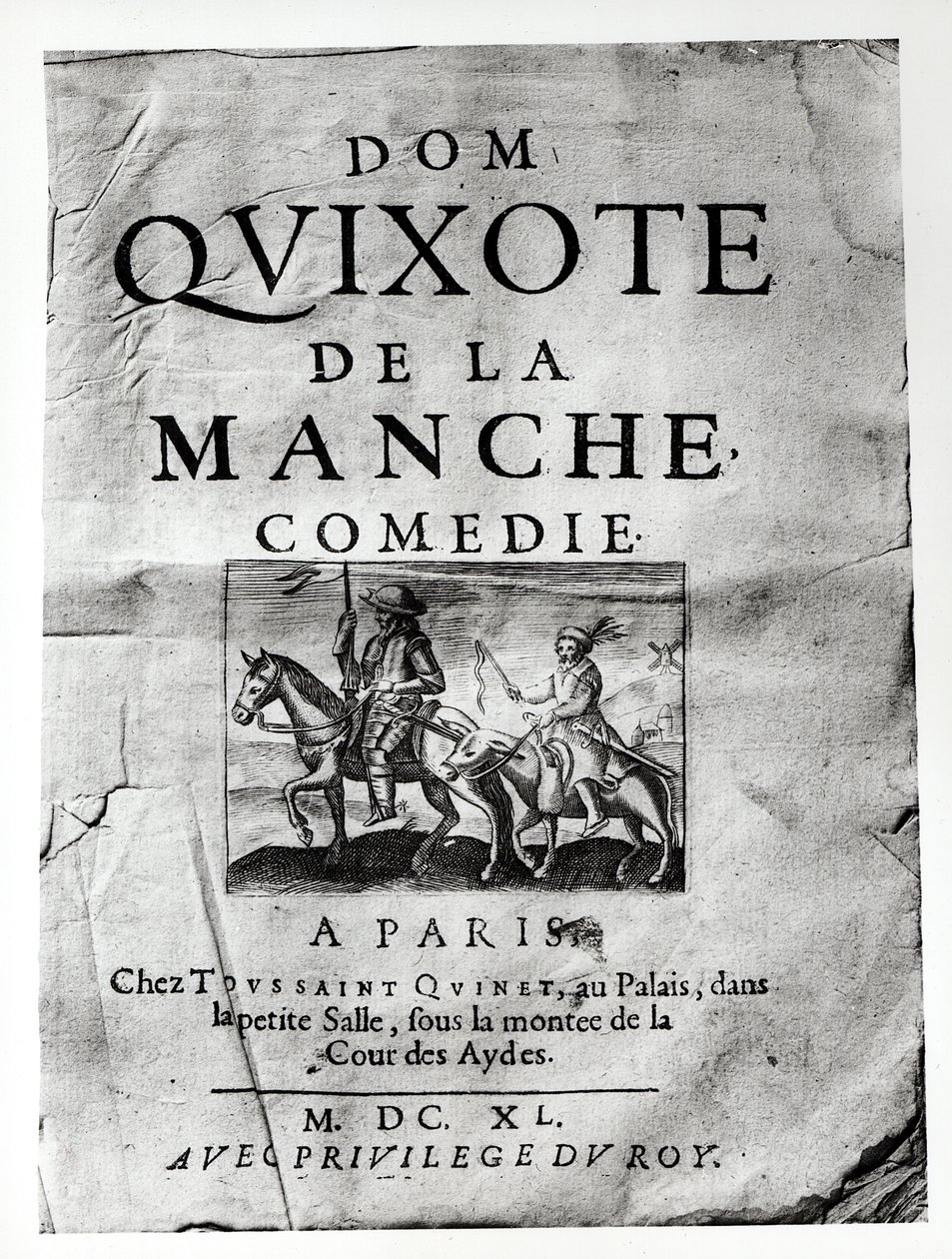 Guerin de Bouscal, 1640 द्वारा डोम क्विक्सोट ऑफ़ ला मंच कॉमेडी का शीर्षक पृष्ठ द्वारा फ्रेंच स्कूल