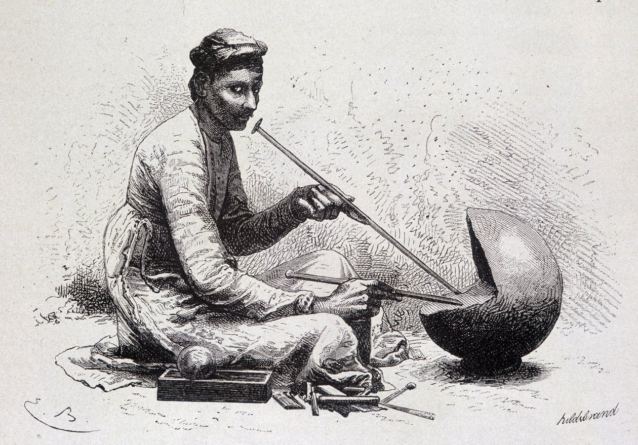 उल्वूर (भारत) से एक स्तरीय गहने - "" ले टूर डू मोंडे "" में द्वारा फ्रेंच स्कूल