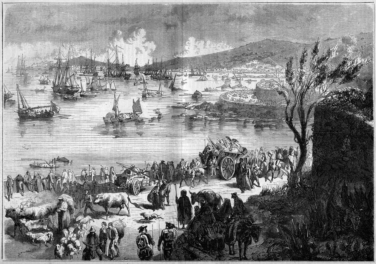 यूनाइट डी'इटली - ग्यूसेप गैरीबाल्डी (1807-1882) के नेतृत्व में हजारों या लाल शर्ट का अभियान - गेटे की घेराबंदी द्वारा फ्रेंच स्कूल