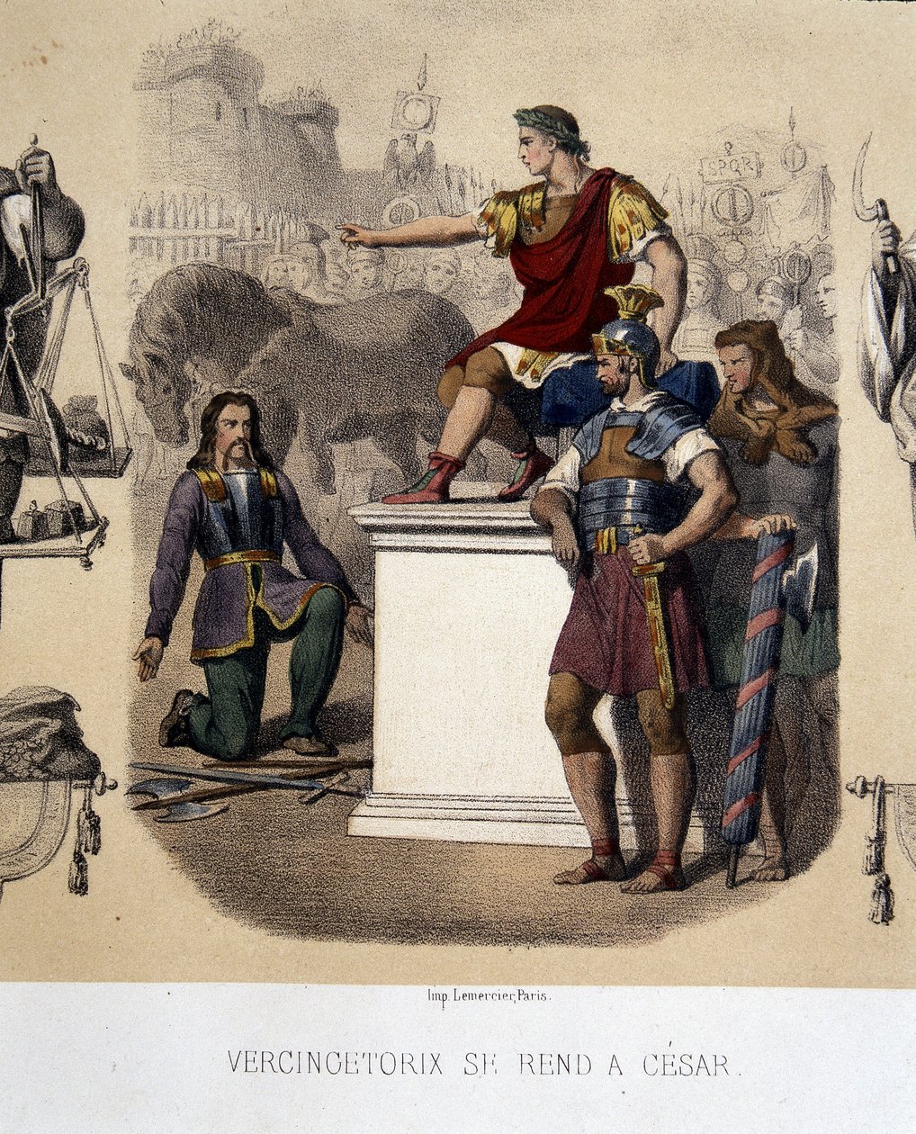 Vercingetorix सीज़र (52 ईसा पूर्व) को जाता है। द्वारा फ्रेंच स्कूल