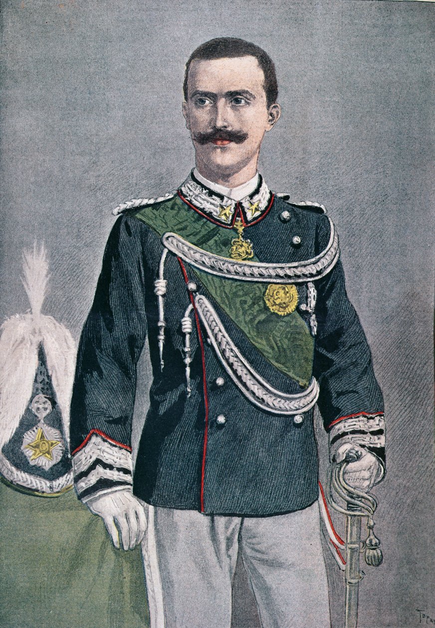 विक्टर इमैनुएल III, ले पेटिट जर्नल, 1900 से चित्रण द्वारा फ्रेंच स्कूल