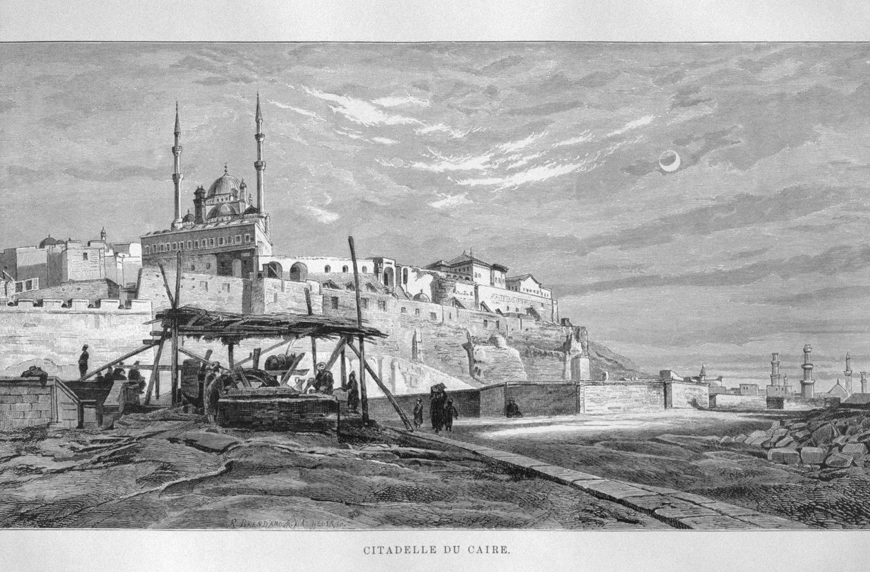 काहिरा गढ़ के दृश्य, जॉर्ज मोरिट्ज़ आइबर्स द्वारा 1881 में लिजीज से द्वारा फ्रेंच स्कूल