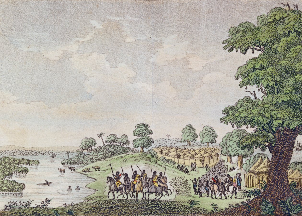 जोएल का दृश्य, सीन ऑफ सेनेगल में वाणिज्य का बंदरगाह, c.1810 द्वारा फ्रेंच स्कूल