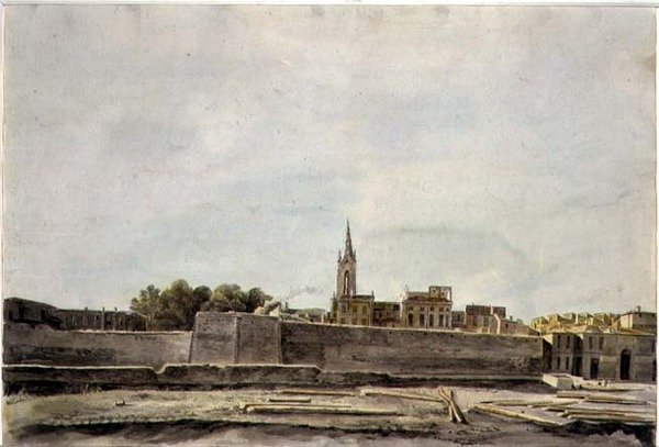 दक्षिणी फ्रांस में टाउनस्केप का दृश्य, c.1800 (कागज पर पानी के रंग का) द्वारा फ्रेंच स्कूल