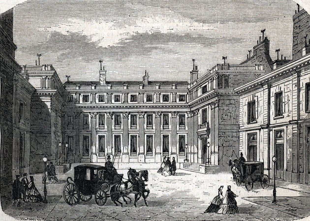 सार्वजनिक शिक्षा मंत्रालय का दृश्य, पेरिस में Hotel de Rochechouart rue de Grenelle - (उत्कीर्णन) 1864 द्वारा फ्रेंच स्कूल