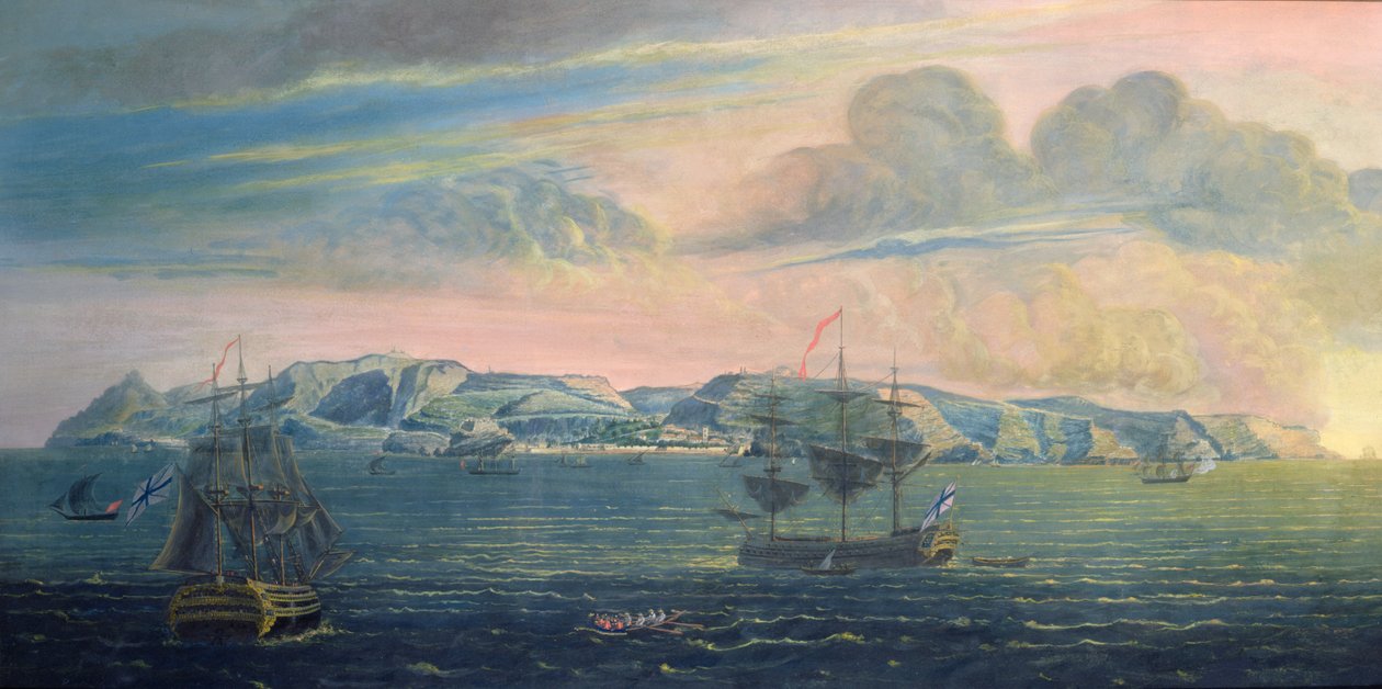 सेंट हेलेना के द्वीप का दृश्य, c.1820 (कागज पर wc और गॉचे) द्वारा फ्रेंच स्कूल