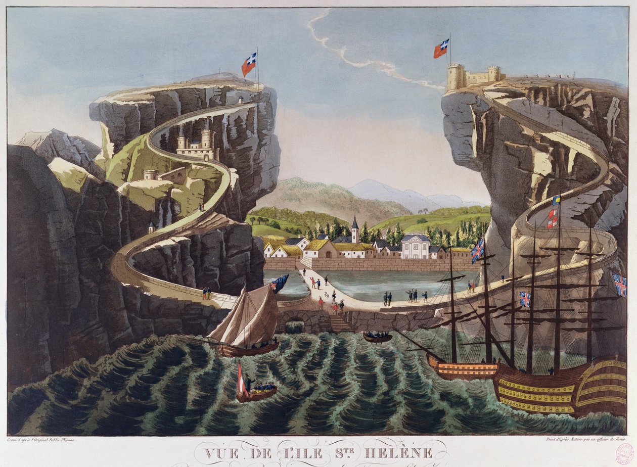 सेंट हेलेना के द्वीप का दृश्य, c.1821 द्वारा फ्रेंच स्कूल