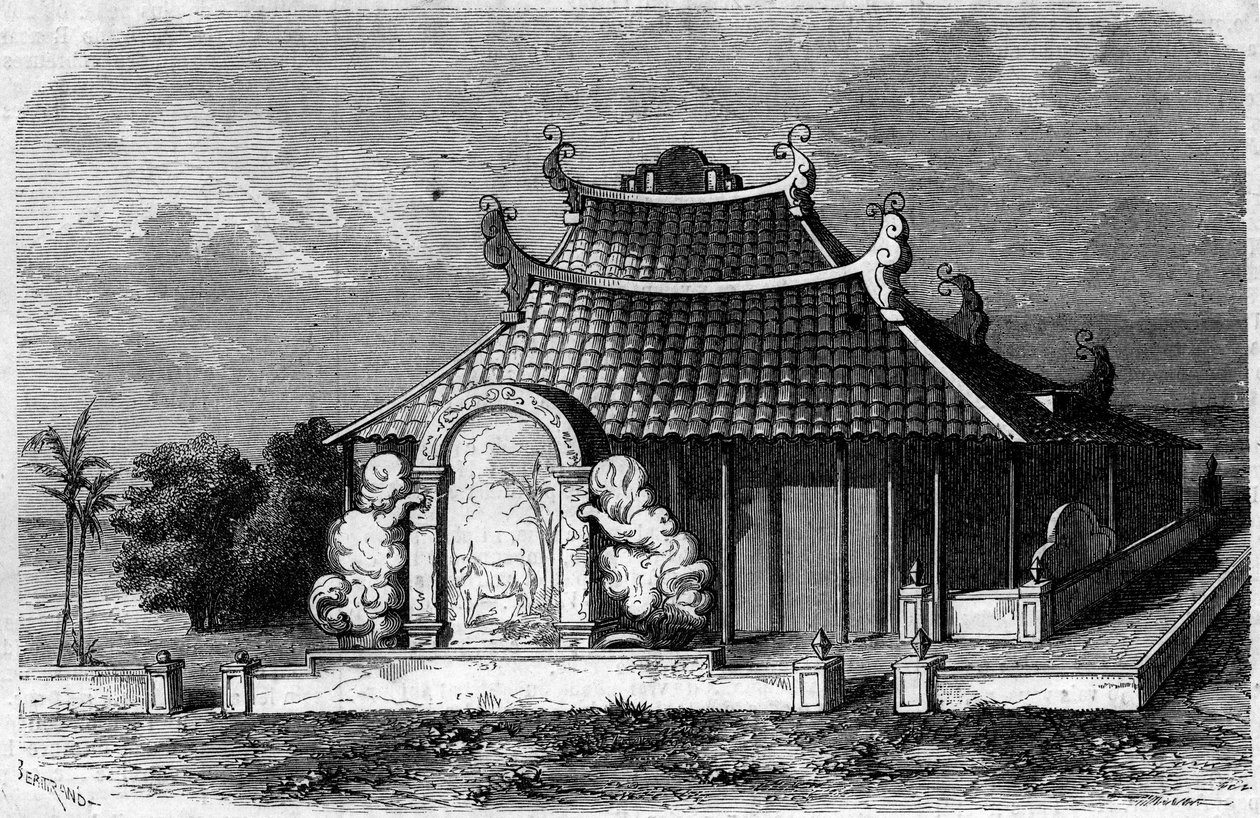 जॉर्जेस पियरे पिग्नेउ डी बेहेन (1741-1799), ईव डी'एड्रान की कब्र का दृश्य। साइगॉन, कोचीनचिना द्वारा फ्रेंच स्कूल